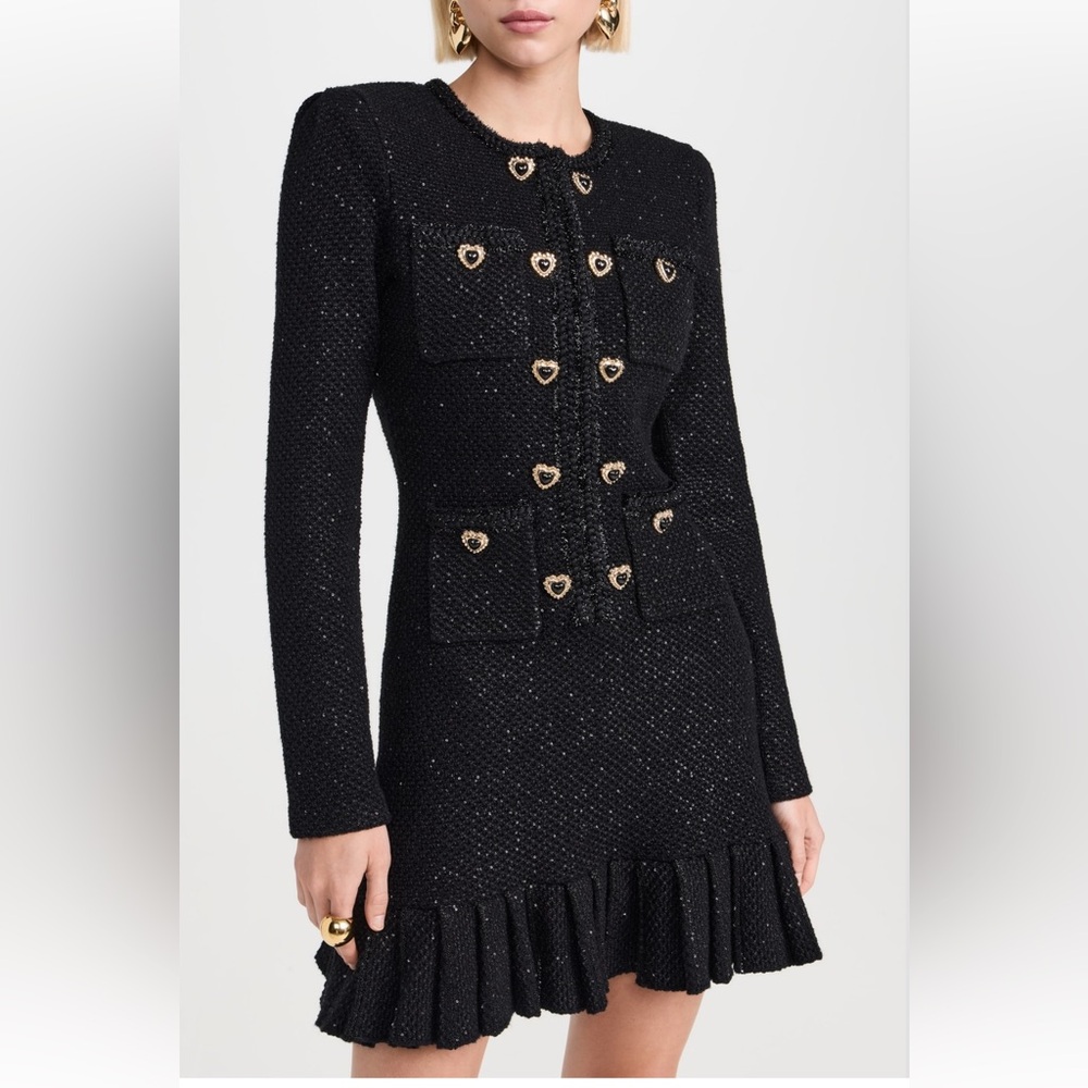 Self Portrait
Black Buttoned Knit Mini Dress